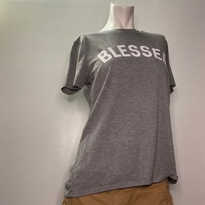 modenlux blessed gray t-shirt large  womens short sleeved